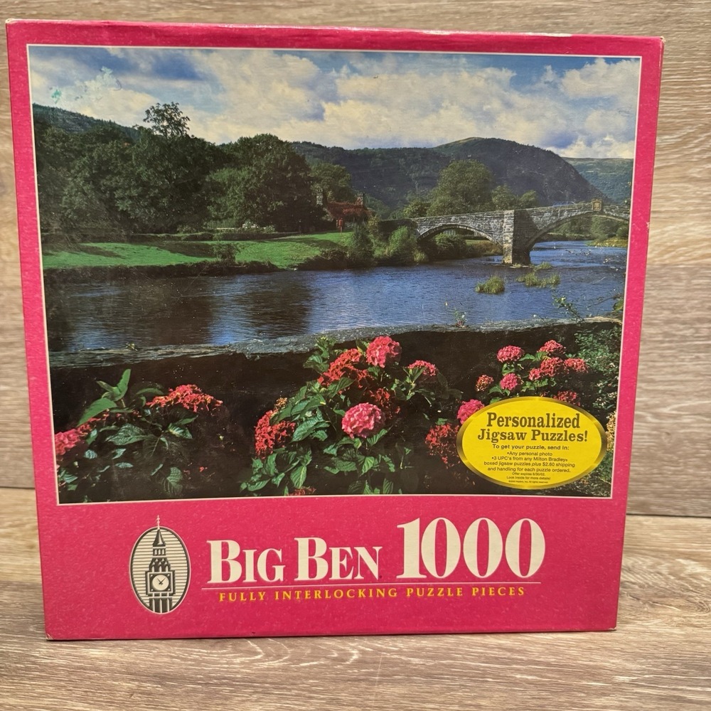 Milton Bradley sealed‎ Big Ben 1000 Piece Puzzle Indigo Jones Bridge North Wales